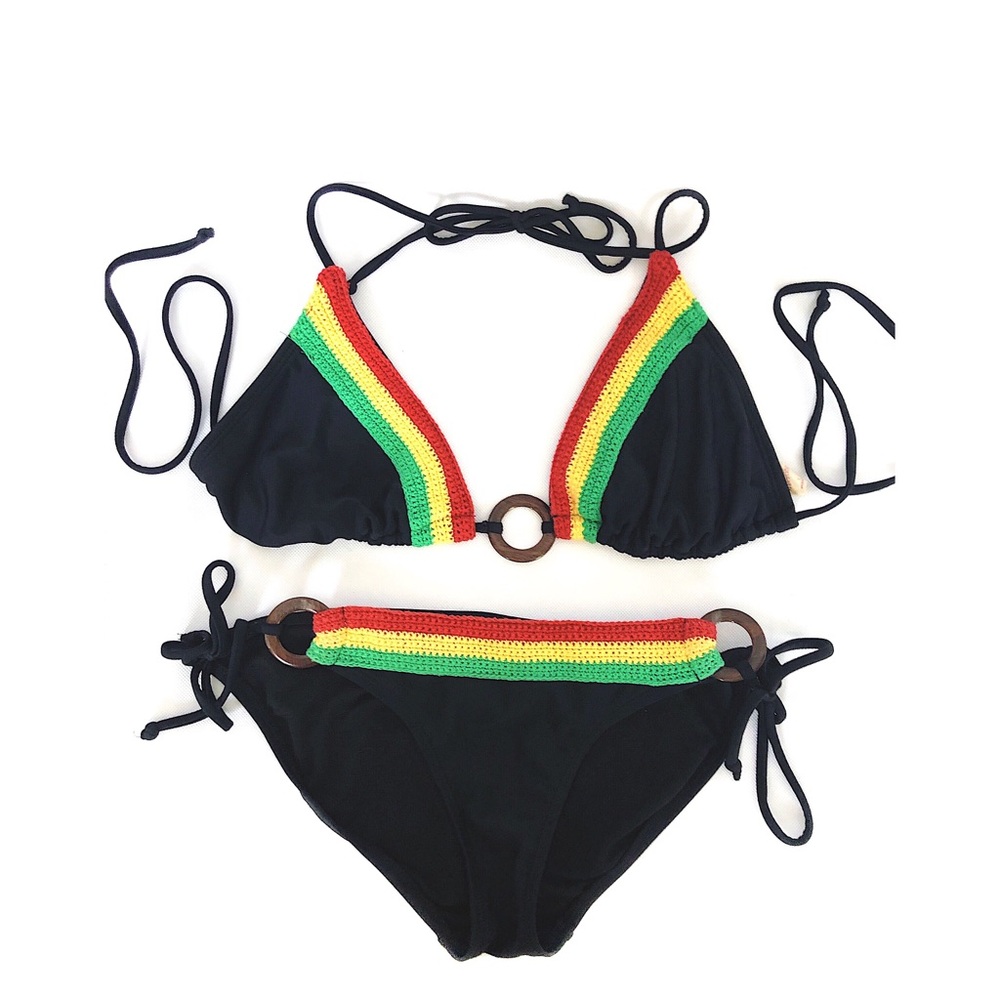 Rasta crochet trim bikini